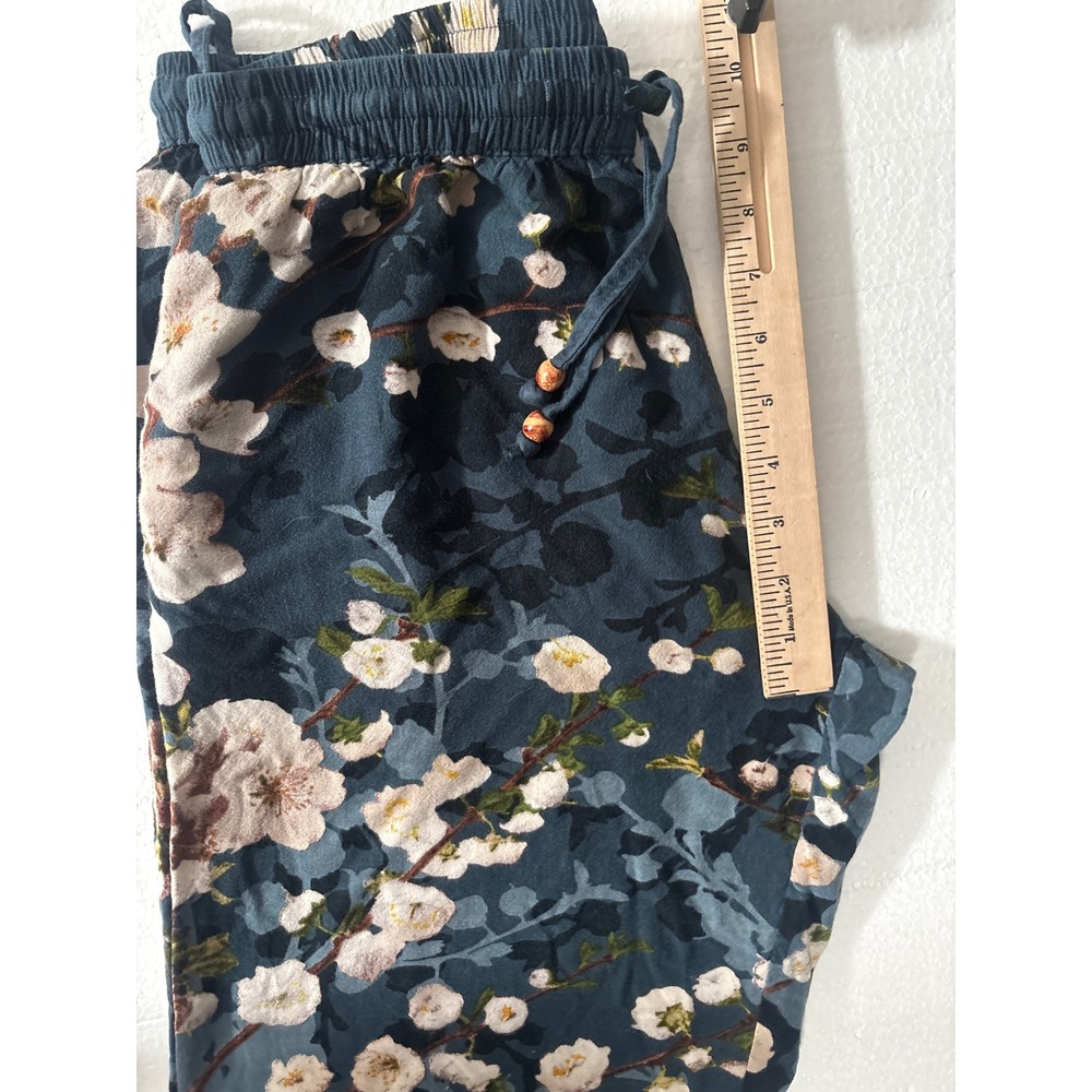 Y2K Signals vintage Pants Womens Small Blue Floral Wide Leg Palazzo Drawstring - Picture 10 of 11